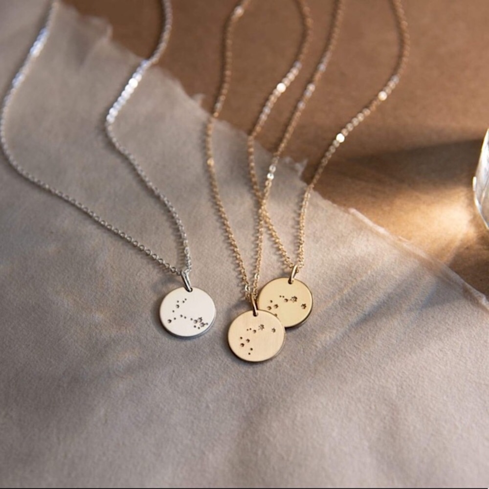 Zodiac Constellation Star Birth Charm Necklace - Picture 1 of 15
